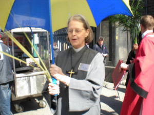 Sr. Ann with umbrella